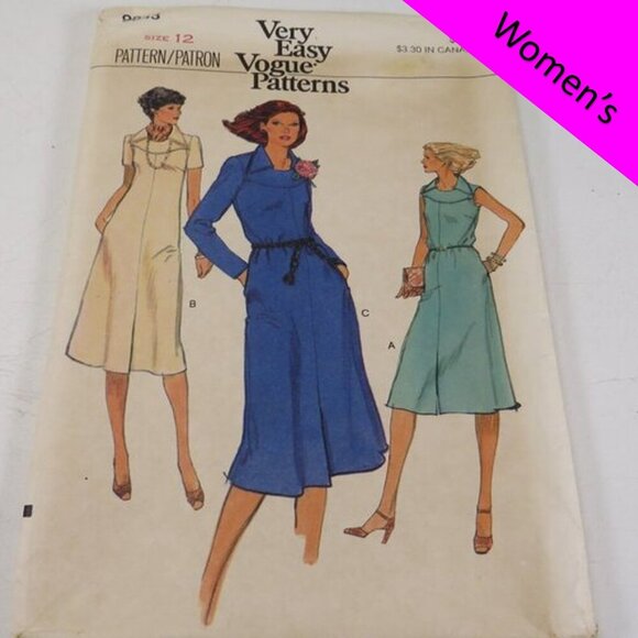 Vogue 9843 clothing pattern EASY Dress size 12 pointed collar - Picture 1 of 6